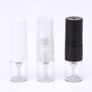 Portable 1ml Glass Perfume Bottles Press Sprayer Essential Oil Empty Sample Test Tubes Vials With Black White Clear Caps Liquid Cosmetic Packaging Trial Bottle