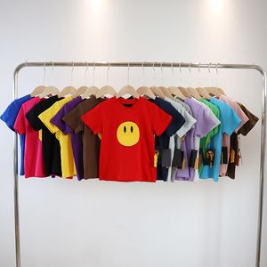 Baby T-shirts ritar barnkläder flickor pojkar drog leende ansikte småbarn barn bomullsdesigner enkel hylsa t-shirt barn multicolor tees