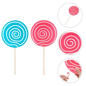 Party Decoration 2 Pcs Lollipop Props Kids Food Toys Pography Fake Simulation Model Creative Wood Shaped Scene Ornaments Child Rounded