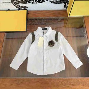 New Baby Shirt Embroidered logo on chest Kids lapel jacket Size 110-160 CM Splicing design Child Blouses Oct25