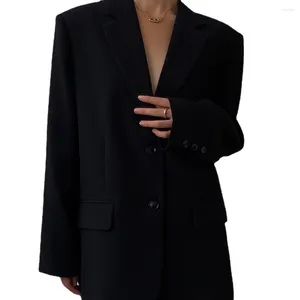 Women's Suits Black Suit Jacket For Women Spring Korean Style Loose Retro Casual Slim