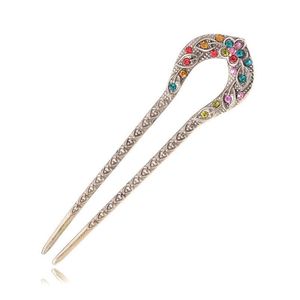 Fasce per capelli 5 colori Accessori per capelli vintage Bronzo antico placcato Forcine per capelli Stick Pin Donna Gioielli con strass Fiore Consegna a goccia Ebreo Dhbn9