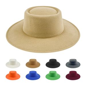 Top Hats Flat Top Filz Jazz Hut Britisch Französisch Panama Wollhut Mode Damen Retro Damen Sommer Trilby Fedora Caps Panama Beach Street Cap Dekorative BC561