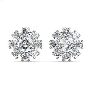 2023 Brilliant Semi Precious Stone Moissanite Diamond 925 Silver Flower Cluster Stud for Destiny Jewellery