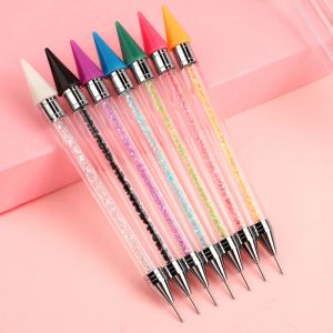 Dual-Ended Nail Dotting Pen Kristallperlen Griff Strass Nieten Picker Wachs Bleistift Maniküre Glitter Pulver Nail Art Tools