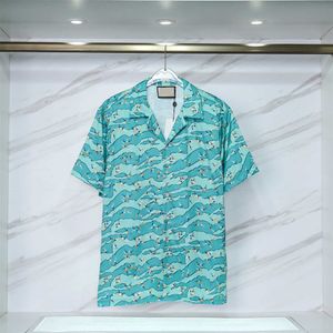 2023SS Fashion Hawaii Floral Letter Mens camisas Prairie Impressão verde unissex Loose British Silk Shirt Sleeve Designer Tees Womens Loose Summer Summer Beach Tops