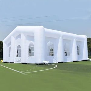 Professionelles aufblasbares Hochzeitszelt, weißes aufblasbares Party-Event-Zelt mit bunter LED-Beleuchtung, zum Verkauf, kostenloser Luftversand mit Gebläse, kostenloses Drucklogo