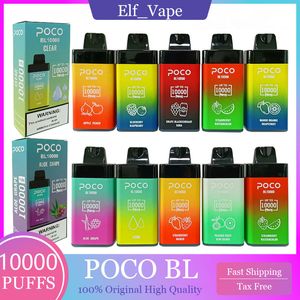 원래 Poco BL10000 일회용 vape 펜 증기 충전식 공기 흐름 조절 가능한 20ml 10 컬러 장치 원래 10000 퍼프