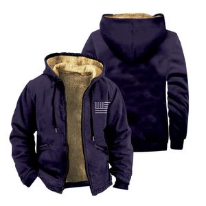 Męskie Parkas Winter Vintage Purple Long Rleeve American White Flag Kurtka dla Menwomen Gruby odzież Streetwear 231031