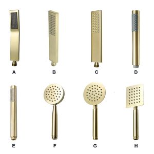 Bathroom Shower Heads Brushed Gold Hand Held Shower Head Bathroom Gold Finished Brass or Stainless Steel Rain Shower Spray Bath Handheld Shower Heads 231031