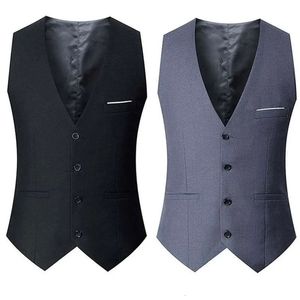 Men's Vests Black Grey Navy Blue For Men Slim Fit Suit Male Waistcoat Gilet Homme Casual Sleeveless Formal Business Jacket 230331