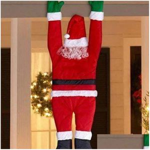 クリスマスの装飾クリスマスの装飾はサンタクロースぶら下がっている人形の窓navidadの木飾りクリスマス屋外ドアウォールデコラットdhxsv