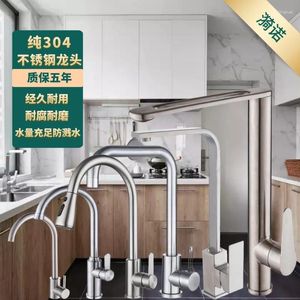 Kökskranar kran kallt och stänk bevis förtjockad 304 rostfritt stål dragtyp hushåll enstaka hål 360 ° roterbar alla