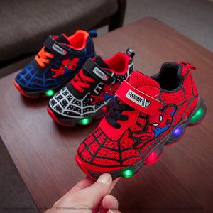 أحذية رياضية أحذية رياضية LED LED LED LEVENTING BOY LIGHTING SHOED GRIES RUNN REARD BABY Single Sneakers Mesh Size 21-36 230331