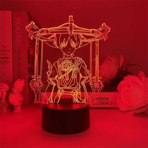 Luzes noturnas Genshin Impacto Scaramouche Balladeer Night Light Light Usb Game Character Led Led Acrílico Infantil Lâmpada de Decoração de Presente P230331