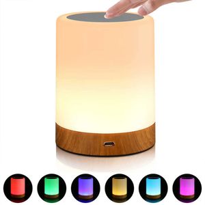 Nattlampor Touch Sensor LED Night Light Coloful USB uppladdningsbar baby ammande Bedsid bordslampa Dimble Room Office Decor Kids Gifts P230331