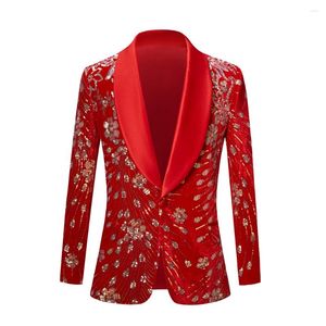 Men's Suits Mens Black Shiny Gold Sequin Glitter Embellished Blazer Jacket Nightclub Prom Suit Red Costume Homme Stage Clothes For Singers