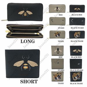 Top Quality Designer Carteiras Mulheres Mens Animal Curto Carteira De Couro Preto Cobra Tigre Abelha Carteiras Estilo Longo Bolsa Moeda Car245N