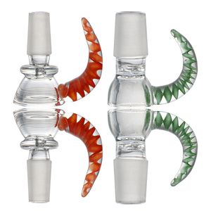 Bull Horn Glas Räucherschalen Rutsche mit gebogenem Griff Filter Banger Nagelwachs Trockenkraut Tabak Bunte dicke Schüsselverbindungen 10 mm 14 mm 18 mm männlich für Shisha Bong Wasserpfeife