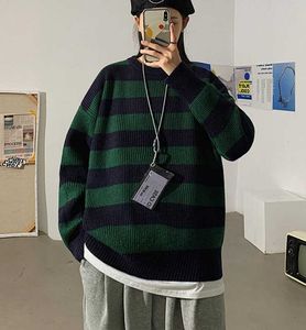 Trendy Knitted Sweater Women Men Vintage Tate Langdon Loose Sweater Autumn Winter Harajuku Green Striped Knitwea Jumper Pullover P230331