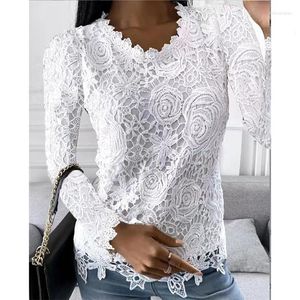 Women's T Shirts Casual Lace Ruffle Shirt Women Solid Autumn Winter Long Sleeve Blouse Tops Office Lady