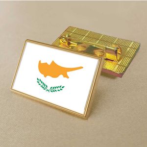 Party Cypern Flagstift 2,5*1,5 cm Zinklegering Die-Cast PVC Color Coated Gold Rectangular Medallion Badge utan tillsatt harts