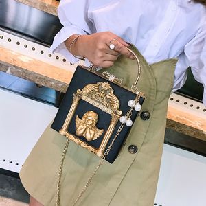 Factory wholesale women bags street trend angel carved womens chain bag sweet and lovely Pearl womenes shoulder handbag fashion messenger handbags 1008