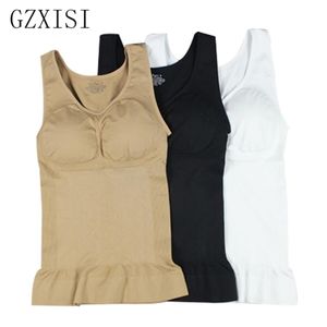 Gzxisi kvinnor trådlöst cami tank top smal kropp shaper bra väst camisole avtagbara kuddar bantar formkläder midja tränare korsett 20122936