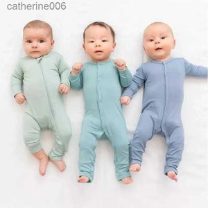 Jumpsuits Baby Jumpsuit för bambukläder pojkar overall barn romper våren 2023 nyfödda 0 till 12 18 24 månader flickor kostym bodysuitsl231101