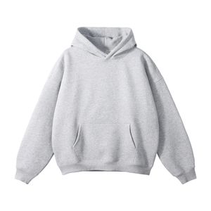 Autumn Winter High Street Hoodies Man Loose Oversize Thick Fleece Pocket Solid Color Casual Hoodie