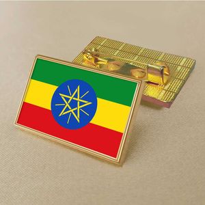 Party Etiopia Flag Pin 2.5 * 1.5cm Distintivo medaglione rettangolare in zinco pressofuso rivestito in PVC color oro senza aggiunta di resina