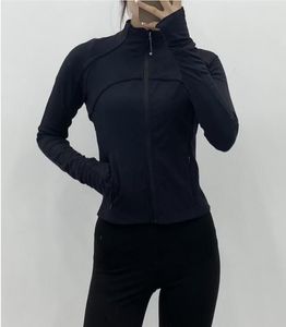 Women's Yoga Define Jacket Crop Scuba Hoodies Funnel Neck Top Sports Full Zip Gym Clothes Casual Running Stretch Waist Tight Fitness Summer Jogging Coat Breathable66
