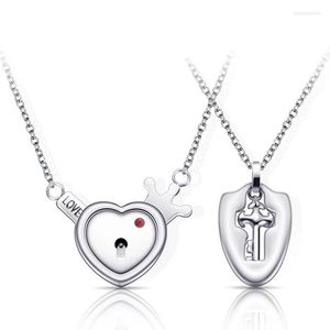 Chains Couples Jewelry Crown Love Heart Lock Necklaces Lover Key Pendants Bangles Stainless Steel Bracelets Valentine's Gift