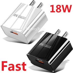 3A 18W Fast Quick Charge QC3.0 Wall Charger Eu US AC Home Travel qPower Adapters For Iphone 11 12 14 Pro Max Huawei F1Tablet PC