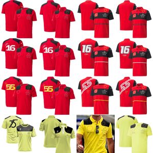 2022-2023 F1 Team T-Shirt Formül 1 Kırmızı Takım Sürücüsü T-Shirt Kısa Kollu Yaz F1 Yarış Polo Gömlek Araba Hayranları T-Shirts Jersey