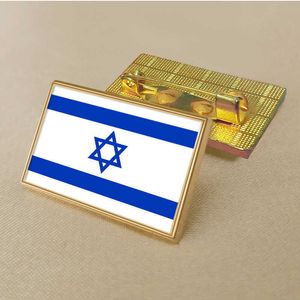 Party Israel Flag Pin 2.5*1.5cm Zinc Die-cast Pvc Colour Coated Gold Rectangular Medallion Badge Without Added Resin