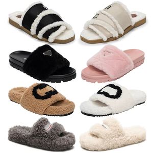 Designer wool slides winter slippers luxury sandals warm home casual shoes womens mules TOPDESIGNERS041