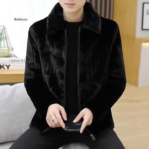 Men's Down Parkas Men's Faux Mink Fur Coat Cultivate One's Morality Zip Jackets Winter Fashion Mens Eco-Friendly Faux Fur Coat Jackets 231031