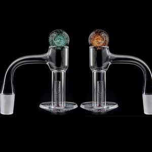 Full Weld Smoking Terp Slurper Quartz Banger Beveled Edge 20mmOD Heady Nails With Dichro Glass Marble Pearls Caps Hollow Quartz Pillars For Glass Water Bong Dab Rig