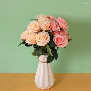 Dekorative Blumen, schöne 10 Köpfe, Seide, künstliche Rose, großer Blumenstrauß für DIY, Hochzeit, Party, Blumenstrauß, Zuhause, Wohnzimmer, Tischdekoration