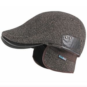 Berretti HT3722 Berretto berretto Autunno Inverno Cappello di lana Uomo Donna sboy Berretto con paraorecchie Maschio Femmina Strisce Artista Pittore Berretto Cappello Berretto per uomo 231031