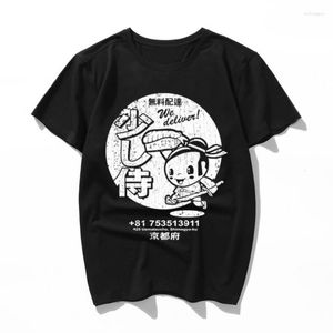 Men's T Shirts Little Samurai Sushi Vintage Look Kawaii Ulzzang Harajuku Aesthetic T-shirt Cartoon Print Short Sleeve Tops Tees Korean Ne