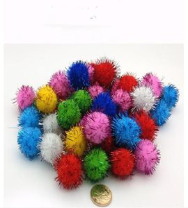 Glitter Tinsel Pom Poms Sparkle Balls for DIY Craft Party Decoration Cat Toys Multicolored Glitters Poms Multiple Sizes Available 2391258