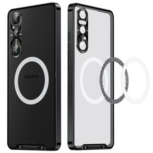 قذيفة غلاف تصميم جديد للعلامة التجارية لـ Sony Xperia 1 V IV Metal Magnetic المصد المضاد للبصمات الأصابع حالة الهاتف المحمول