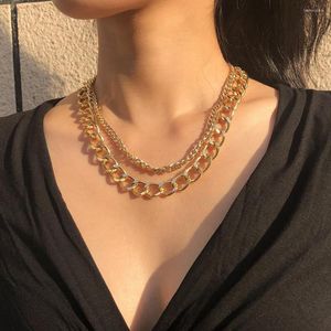 Choker Punk Vintage Multi-Layer Chain Necklace For Women Gold Color Fashion Statement Hip Hop Chunky Collar Halsband smycken