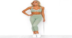 Neue Yoga Set Frauen Fitness Kleidung Sportswear Frau Gym Leggings Gepolsterte Pushup Strappy Sport Bh 2 Pcs Sport Anzüge9253930