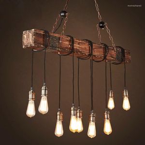 Pendant Lamps Loft Wood Vintage Industrial Lights Restaurant Cafe Dining Room Retro Wooden Hanging Lamp Indoor Light Design