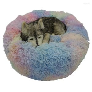 Camas de gato redondo cama de pelúcia para gatos casa cesta de animais de estimação produtos produtos sofá longa cães de almofada de cachorro animais de estimação