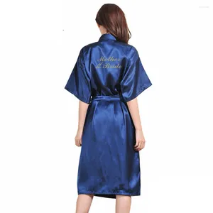 Damen-Nachtwäsche, Braut-Brautjunfer-Robe mit Stempelbrief, Mutter, Schwester des Hochzeitsgeschenks, Bademantel, Kimono, Satin-Roben, Pyjamas