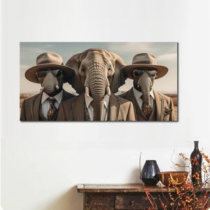 Surreal Canvas Poster Photo Picture Print South African Heads of Elephant Framed Painting for Living Room Wall Decor